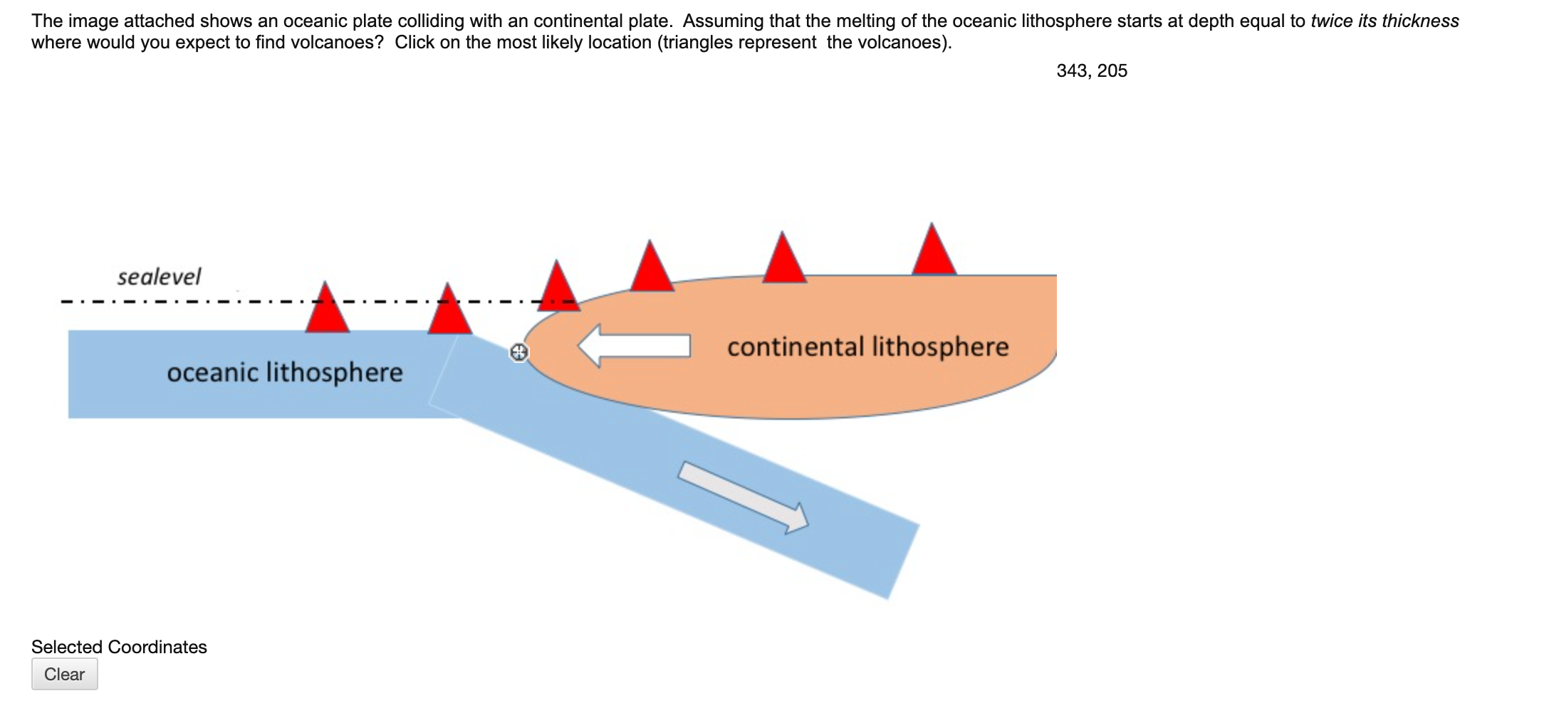 Solved The image attached shows an oceanic plate colliding | Chegg.com