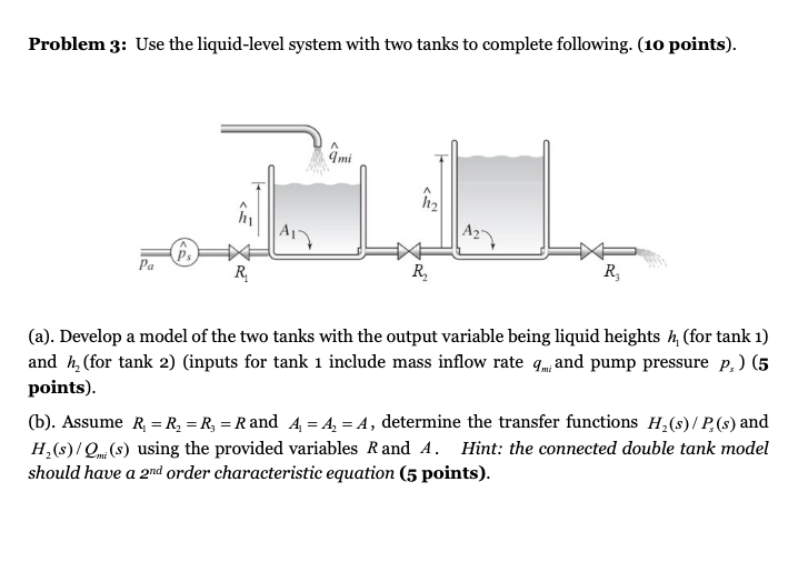 Solved Problem 3: Use the liquid-level system with two tanks | Chegg.com