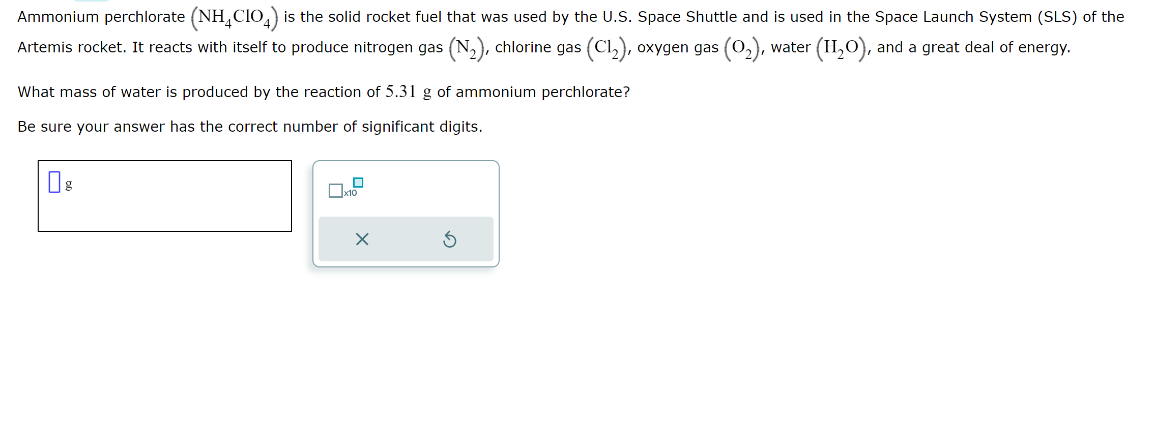Solved Ammonium perchlorate (NH4ClO4) is the solid rocket