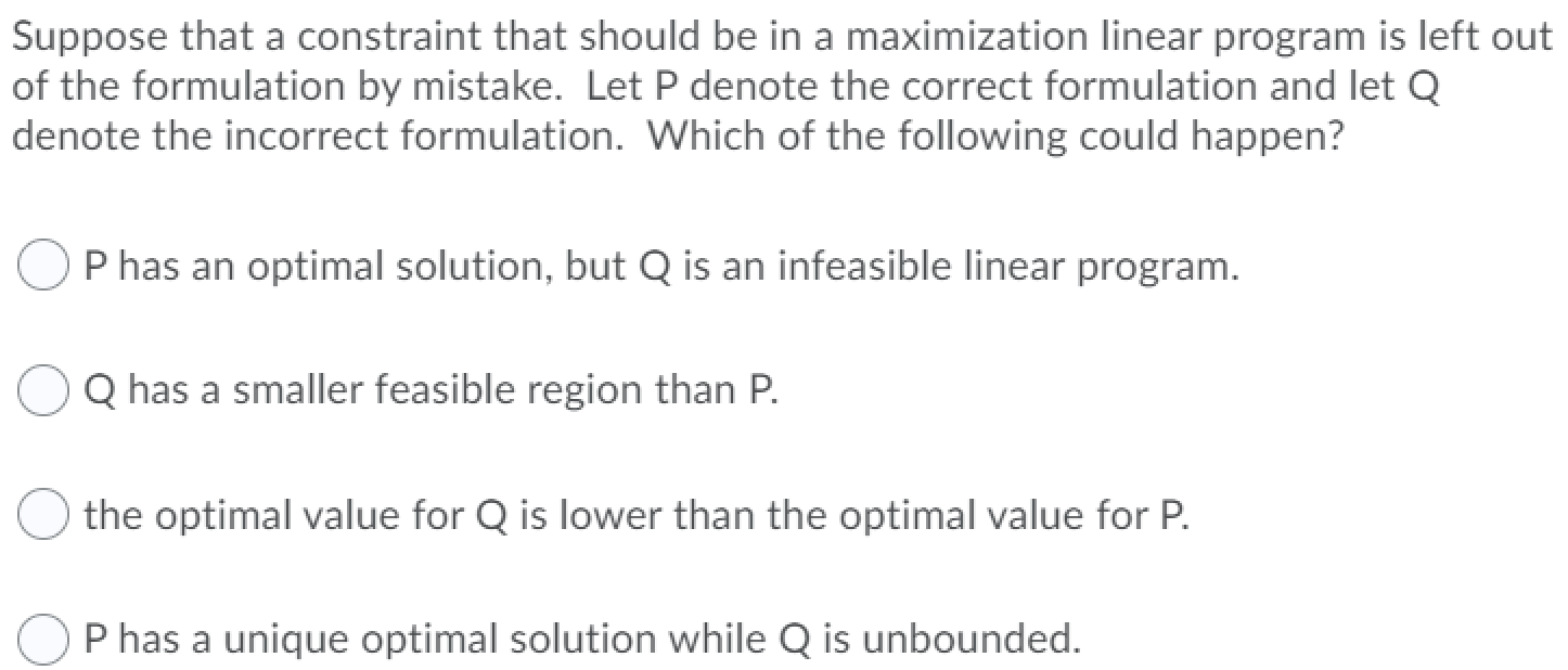 Solved Suppose That A Constraint That Should Be In A 9510