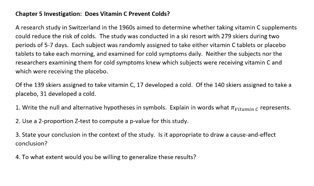 Solved Chapter 5 Investigation Does Vitamin C Prevent