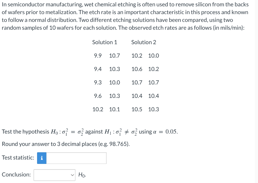 Solved In Semiconductor Manufacturing, Wet Chemical Etching | Chegg.com