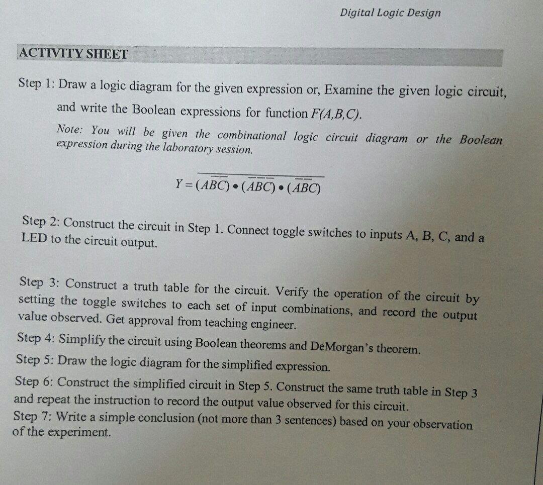 Solved Digital Logic Design LAB 2: BOOLEAN ALGEBRA AND | Chegg.com