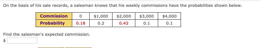 Solved On The Basis Of His Sale Records, A Salesman Knows | Chegg.com