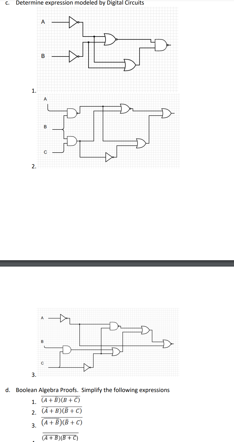Solved c. Determine expression modeled by Digital Circuits | Chegg.com