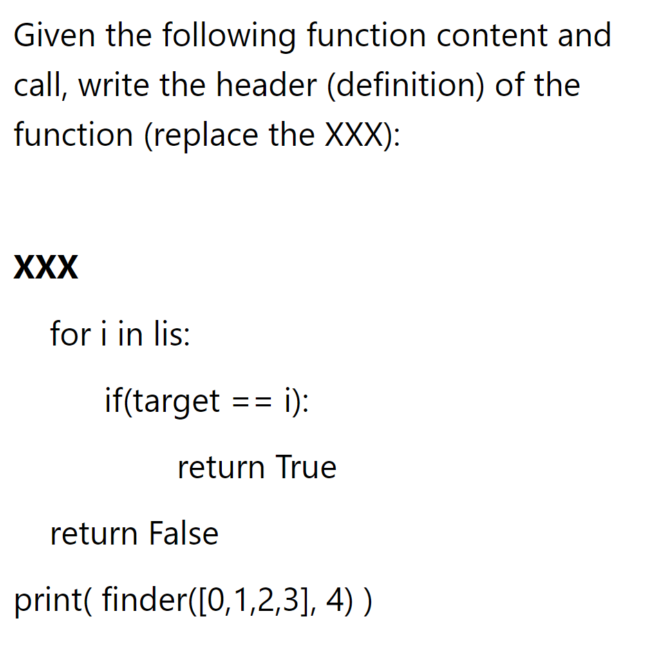 Solved Given the following function content and call, write | Chegg.com