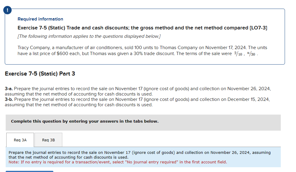Solved required information exercise 7 5 static trade and chegg