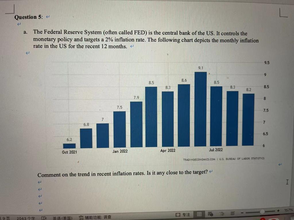 Solved c. Explains how the FED could trigger a recession in | Chegg.com