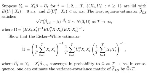 Suppose Y_t = X'_tβ + U_t for t = 1, 2, ..., T, | Chegg.com