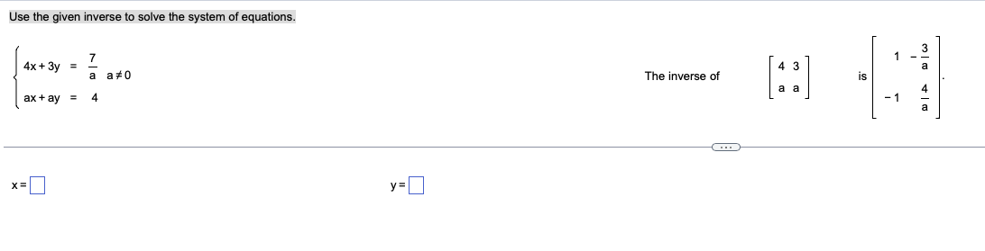 Solved Use the given inverse to solve the system of | Chegg.com