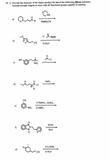 Solved 30 l) Provide the structure of the major product for | Chegg.com