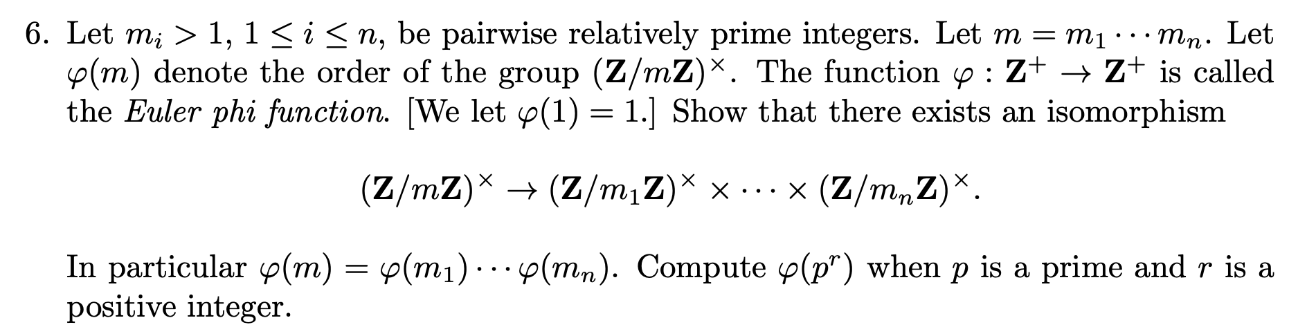 Solved mn. Let 6. Let mi > 1,1 | Chegg.com