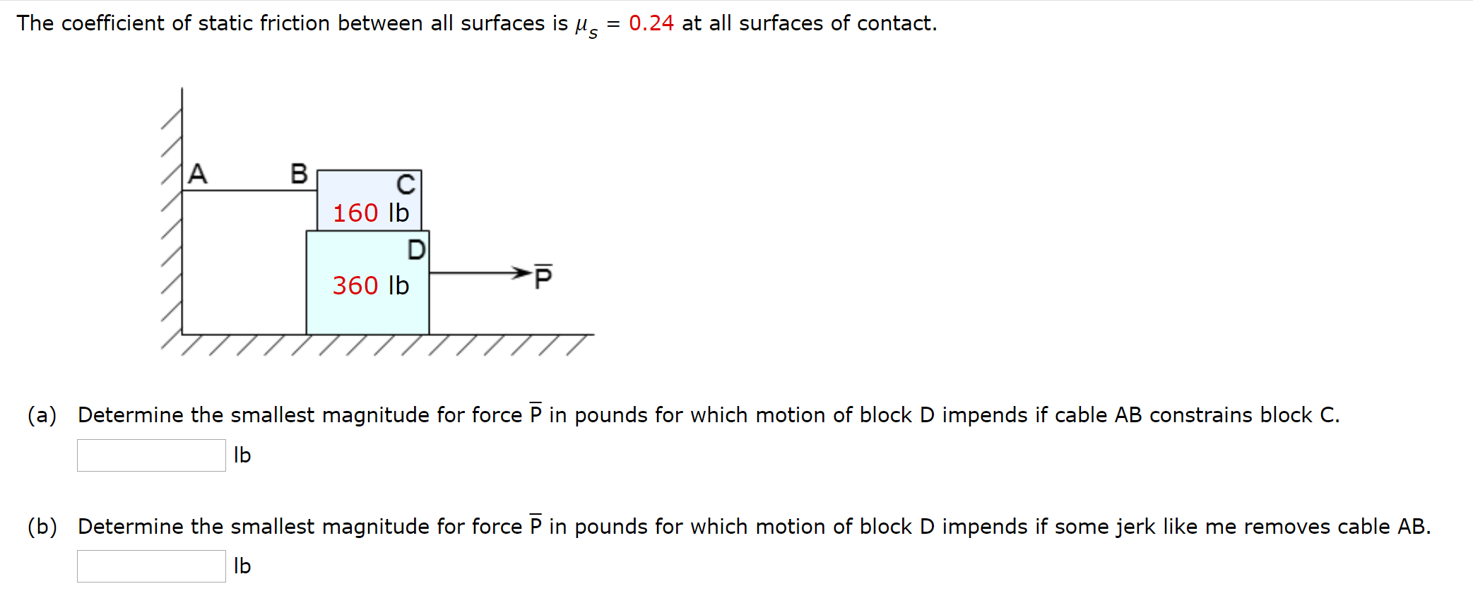Solved The coefficient of static friction between all | Chegg.com