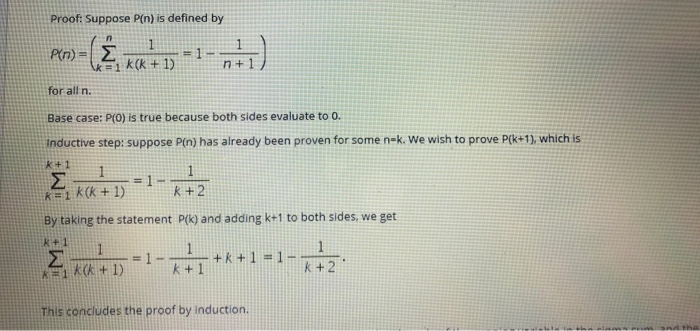 Solved Proof: Suppose P(n) is defined by n +1 for all n. | Chegg.com