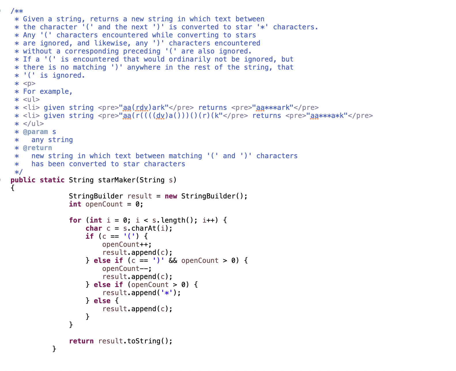 Solved /∗∗ * Given a string, returns a new string in which | Chegg.com