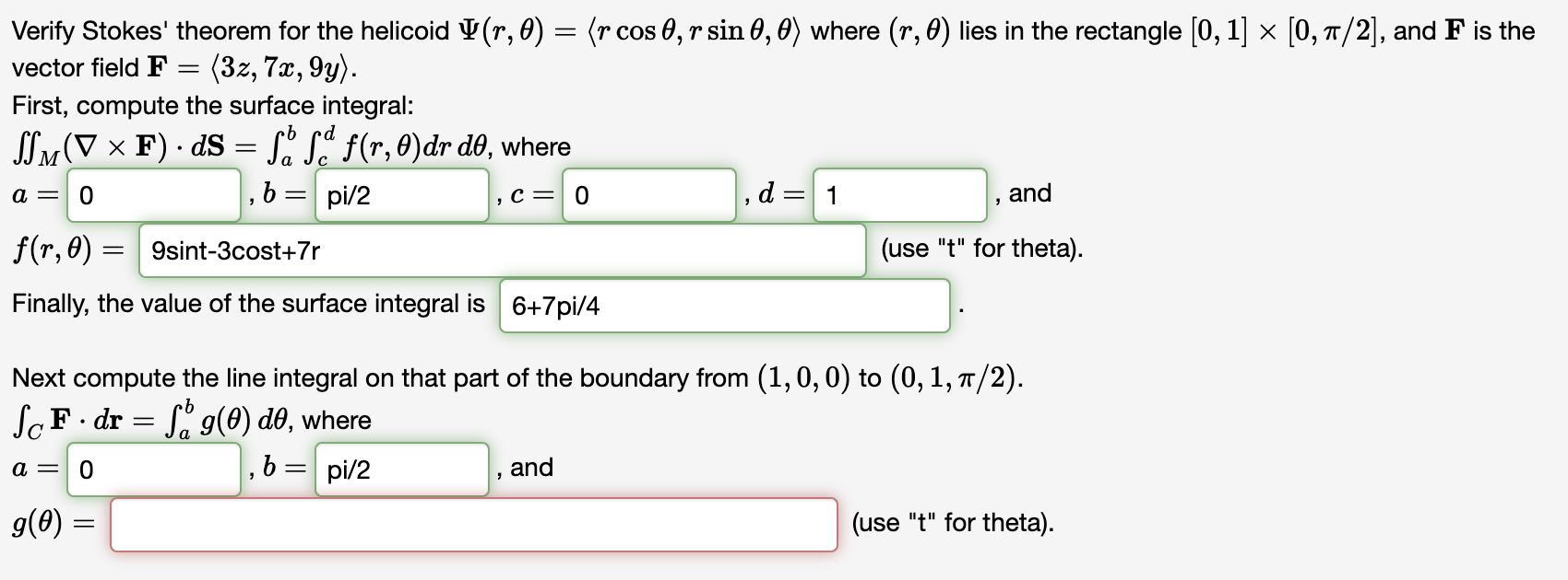 Solved Verify Stokes Theorem For The Helicoid