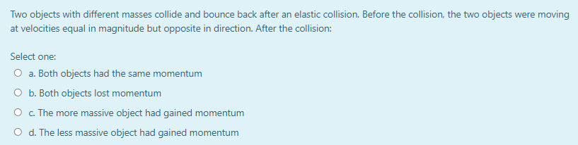 Solved Two objects with different masses collide and bounce | Chegg.com