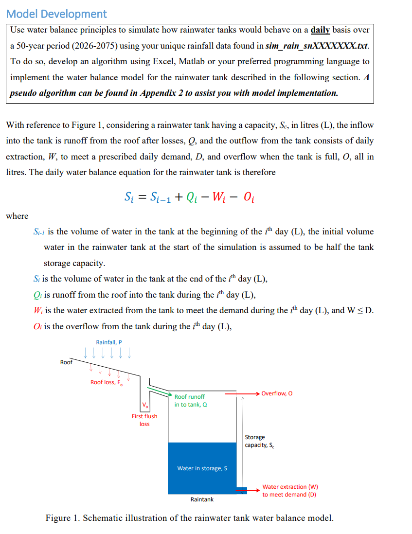 Model Development Use water balance principles to | Chegg.com