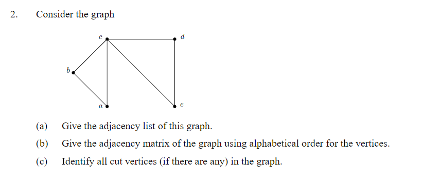 Solved 2 Consider The Graph A B C Give The Adjacency Chegg Solved 2 Consider The Graph A B C Give The Adjacency Chegg
