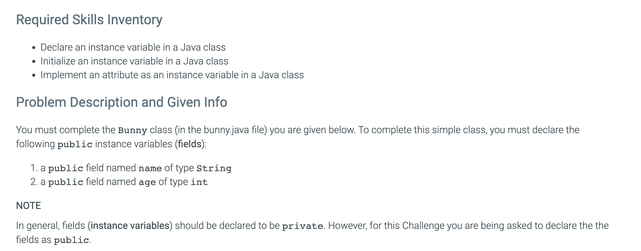 Solved Required Skills Inventory . . Declare an instance | Chegg.com