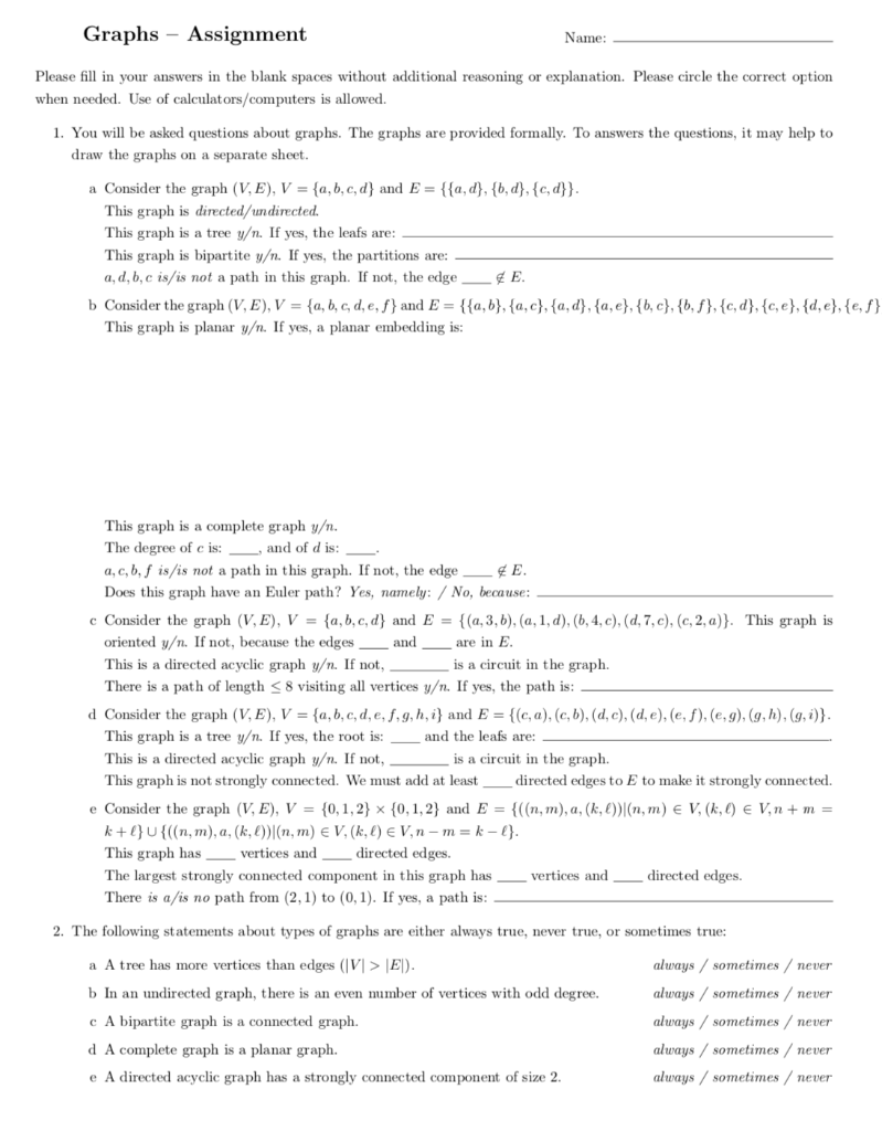 Solved Graphs - Assignment Name: Please fill in your answers | Chegg.com