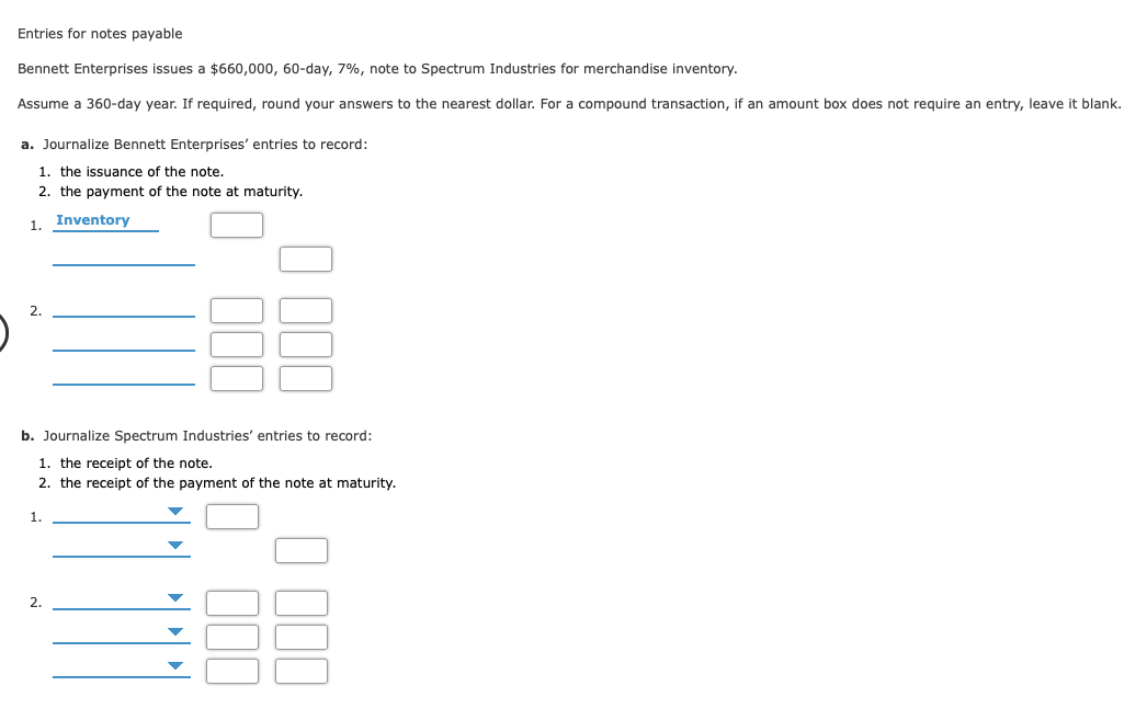 Solved Entries for notes payable Enterprises issues