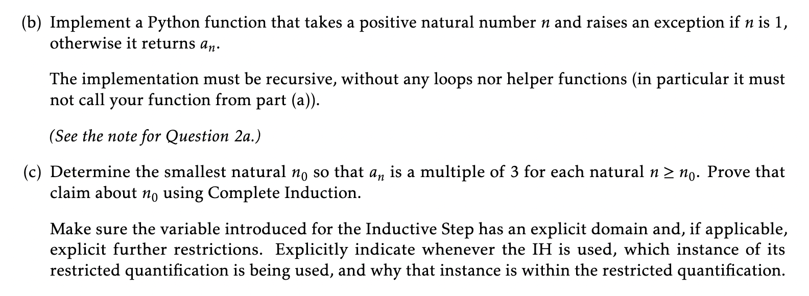 2a: The implementation must be recursive. Do not use | Chegg.com