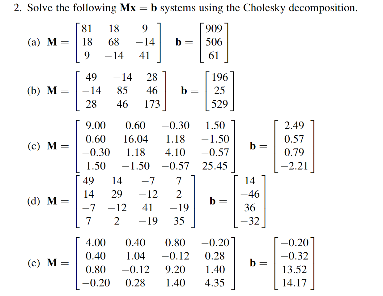 4 8 Exercises 1 Solve The Following Mx B System Chegg Com