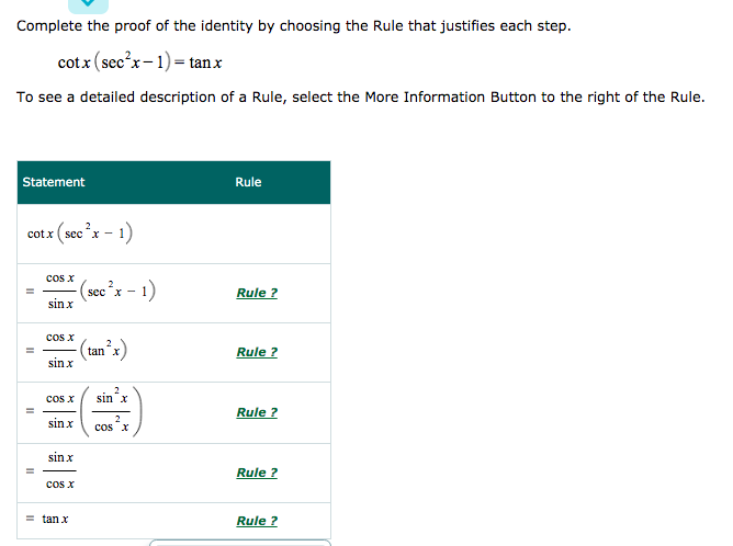 Solved Complete The Proof Of The Identity By Choosing The Chegg Com