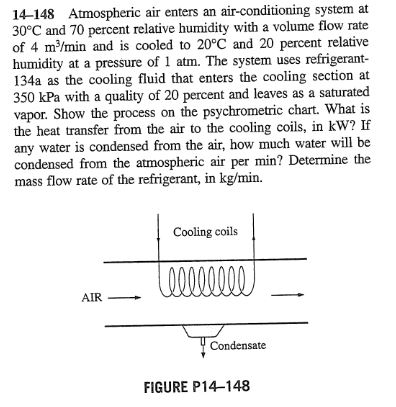 Solved 14-148 Atmospheric air enters an air-conditioning | Chegg.com