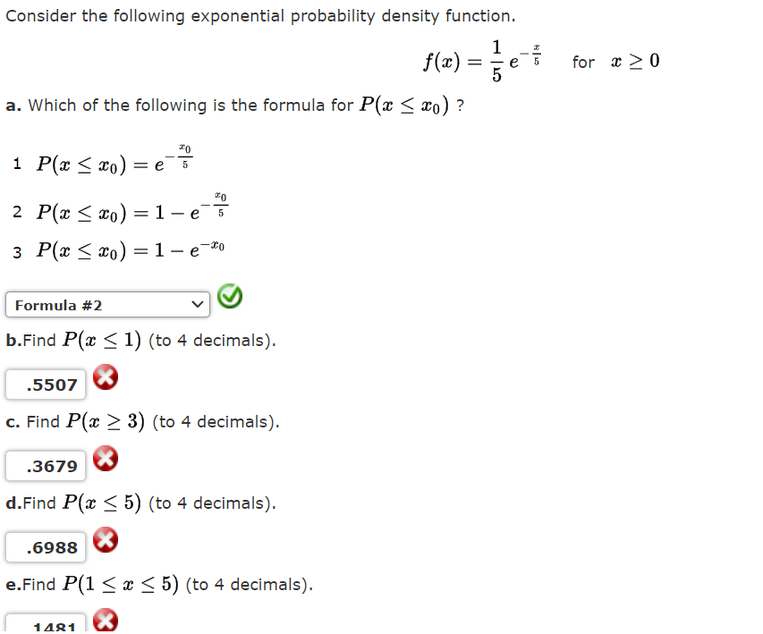 Solved Consider the following exponential probability | Chegg.com