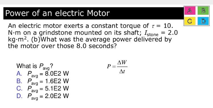 Solved A B D Power Of An Electric Motor An Electric Motor | Chegg.com