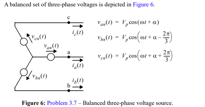 Solved A balanced set of three-phase voltages is depicted in | Chegg.com