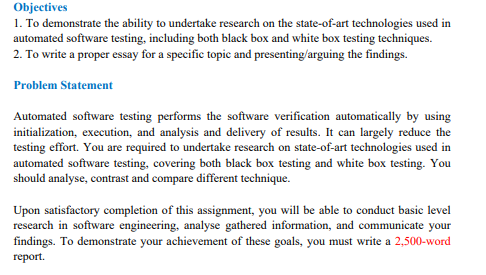 Solved Objectives 1. To demonstrate the ability to undertake | Chegg.com