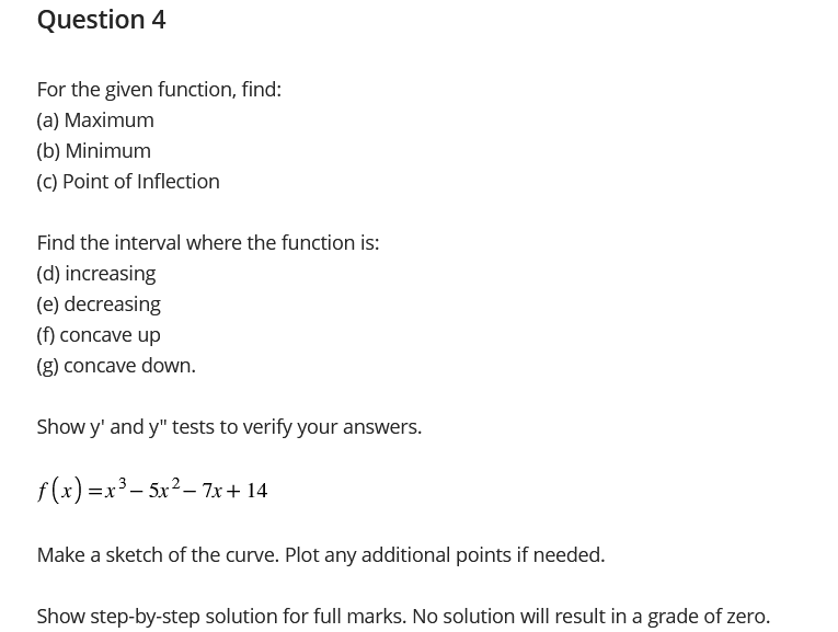 Solved For The Given Function, Find: (a) Maximum (b) Minimum | Chegg.com