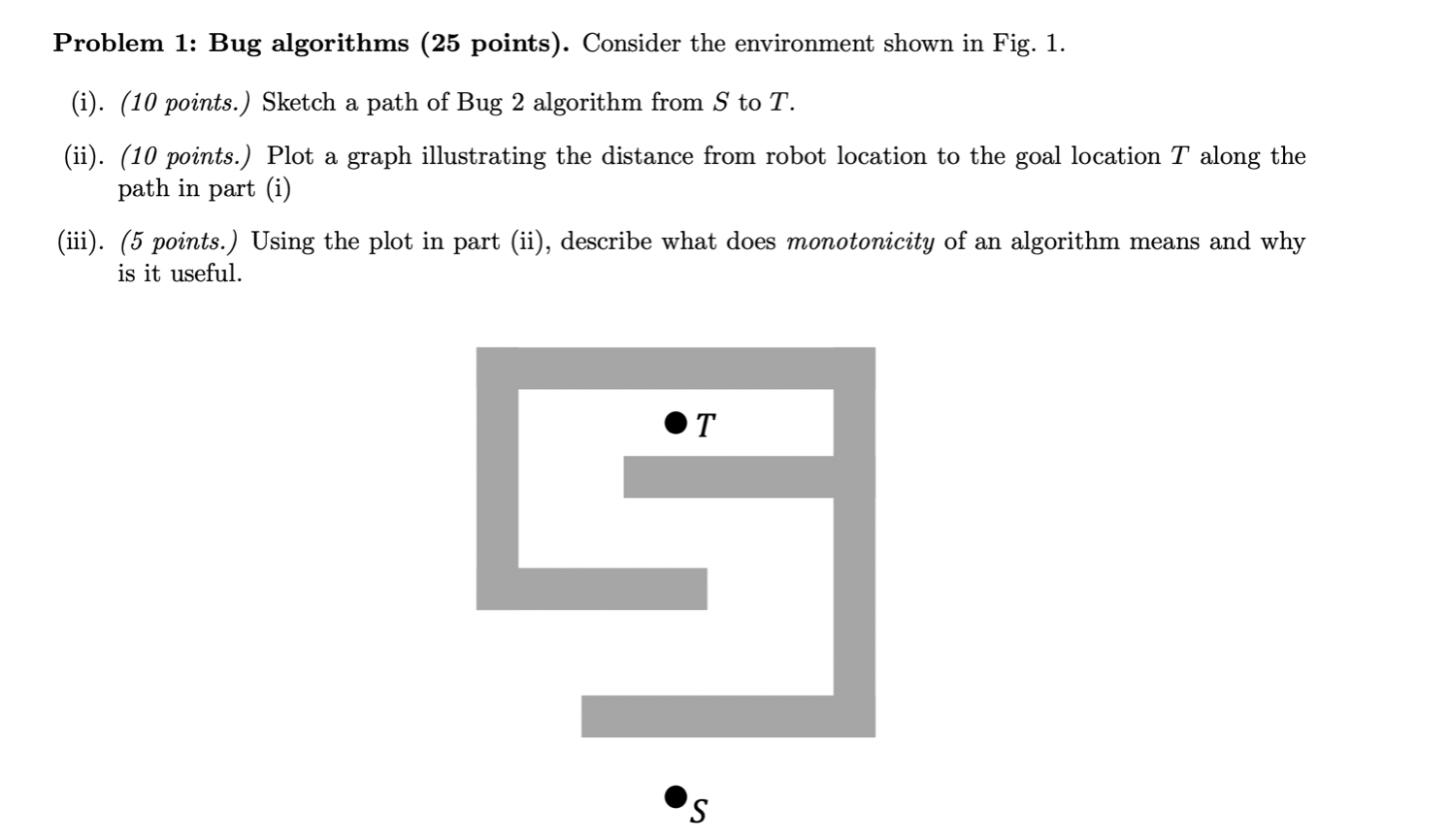 Solved Problem 1: Bug algorithms (25 points). Consider the | Chegg.com