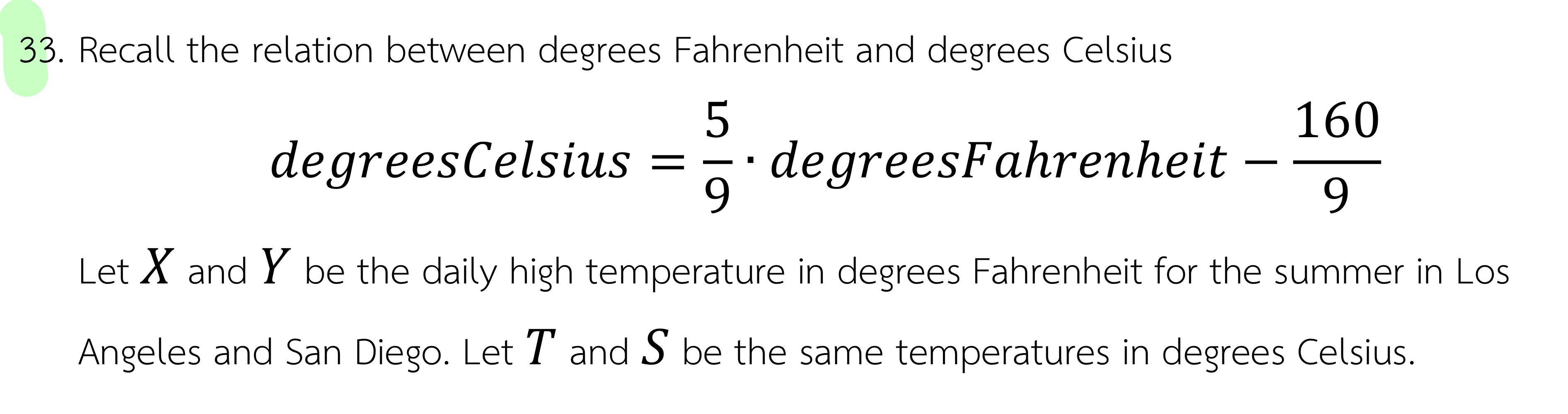 Solved 33 Recall the relation between degrees Fahrenheit Chegg com