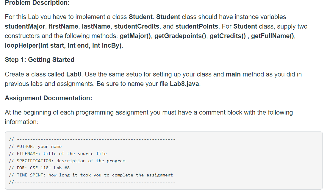 Solved Problem Description: For this Lab you have to | Chegg.com