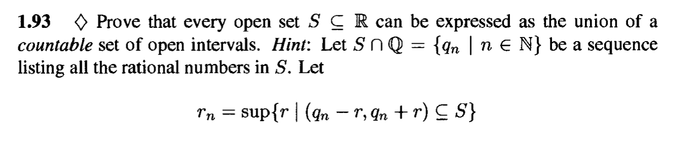 Solved 1 93 O Prove That Every Open Set S C R Can Be Expr Chegg Com