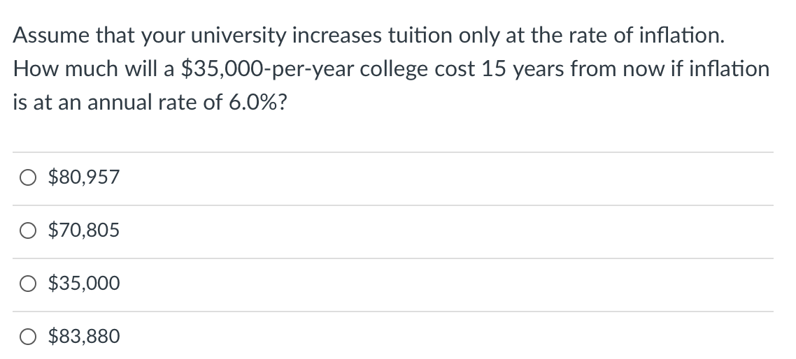 Solved Assume That Your University Increases Tuition Only At | Chegg.com