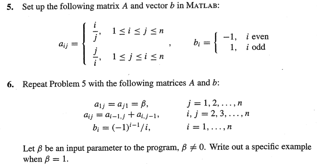 Solved 5. Set up the following matrix A and vector b in | Chegg.com