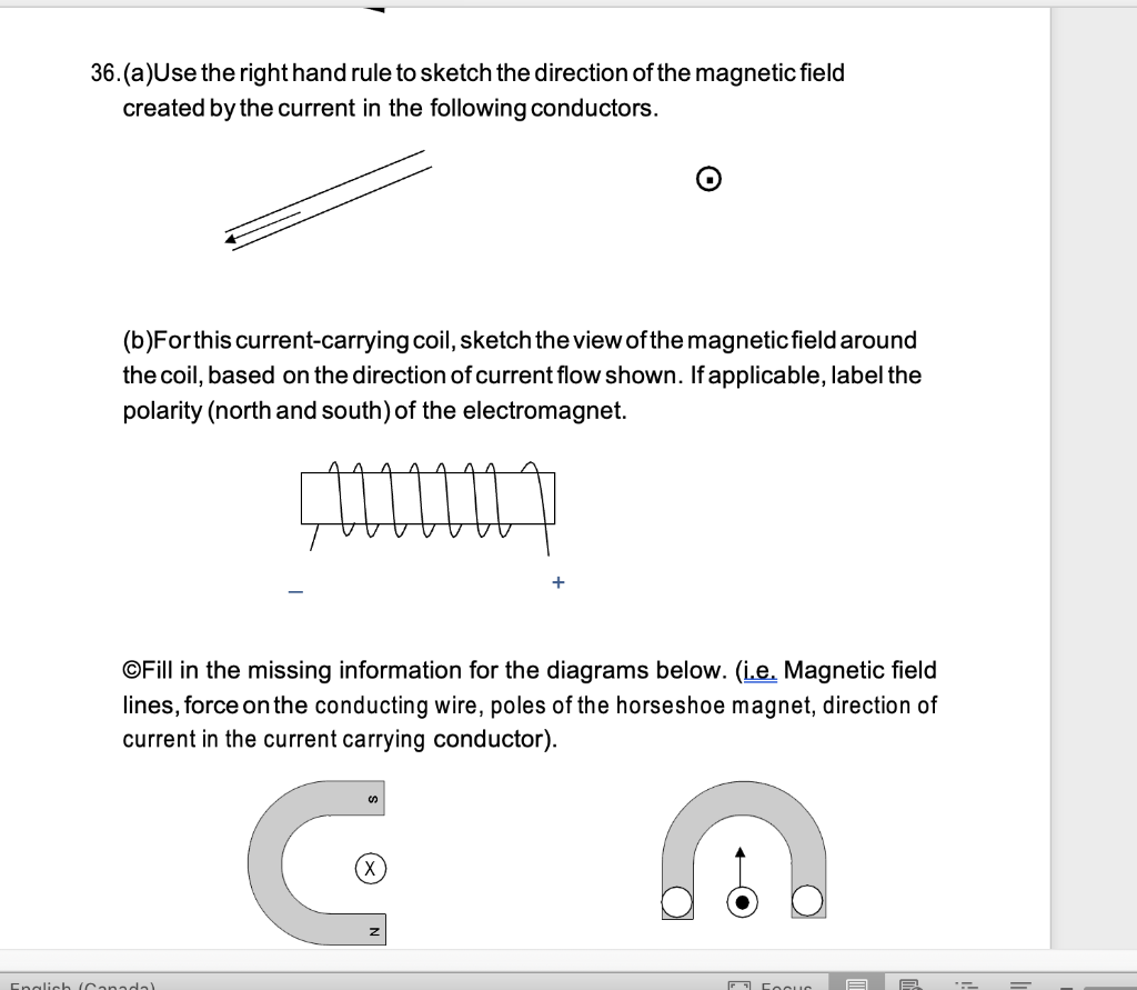 Solved 36.(a)Use the right hand rule to sketch the direction | Chegg.com