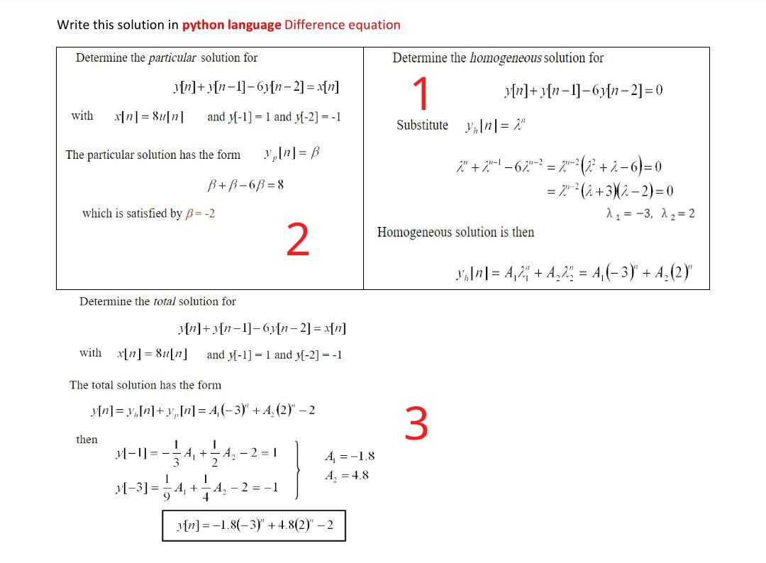 Write this solution in python language Difference | Chegg.com