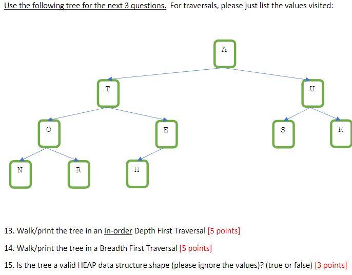 Solved Use the following tree for the next 3 questions. For | Chegg.com