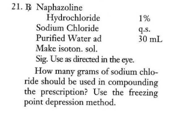 Solved 21. R Naphazoline Hydrochloride 1% Sodium Chloride | Chegg.com