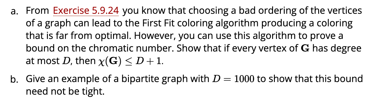 Exercise 24. Use the First Fit algorithm to color | Chegg.com