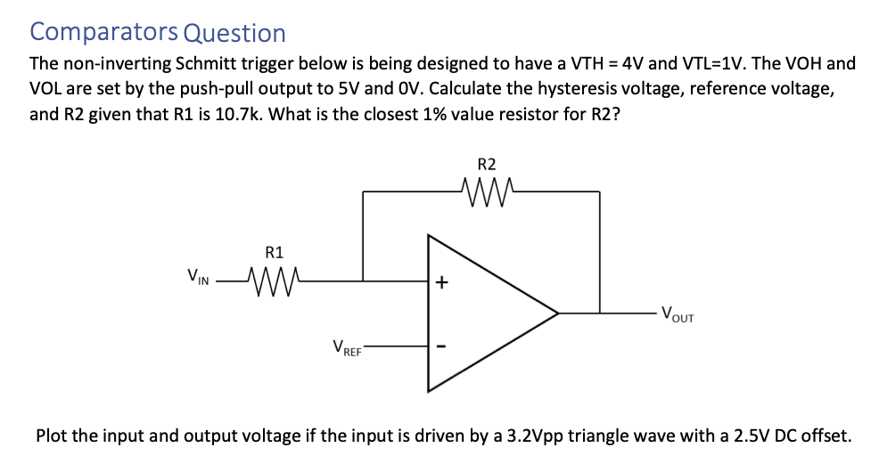 Solved Comparators Question The noninverting Schmitt
