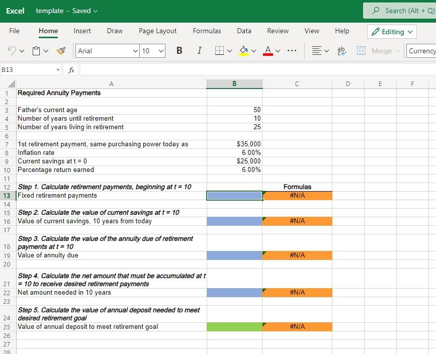 Solved Excel Online Structured Activity: Required Annuity | Chegg.com