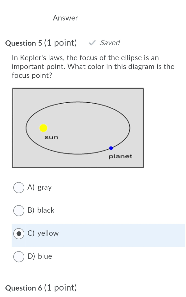 Solved Answer Question 5 (1 point) Saved In Kepler's laws,
