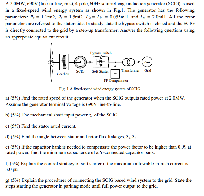Solved A 2.0MW, 690V rms), 4pole, 60Hz